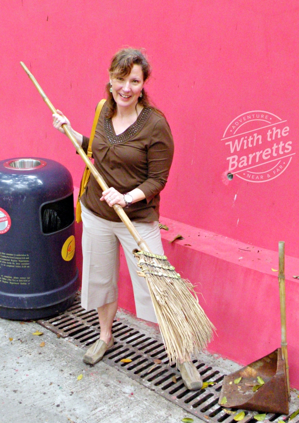 Debra with rustic broom