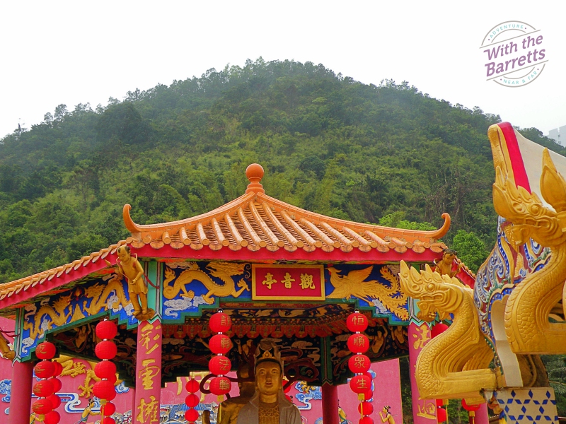 Pavilion with mountain backdrop