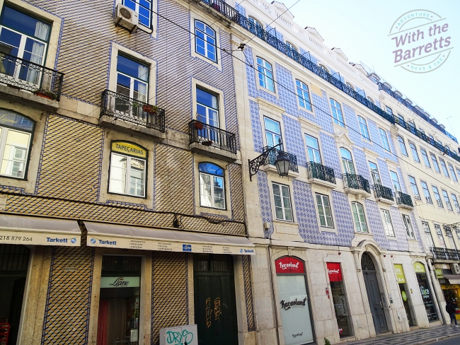 Tile clad buildings on ordinary street