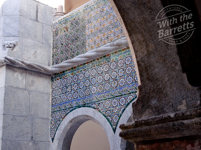 Interior courtyard tile work at Pena Palace